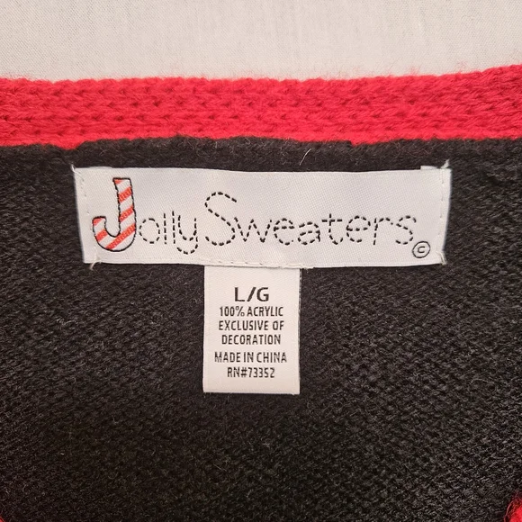 Christmas cat sweater pull-over with faux front buttons - Picture 3 of 11